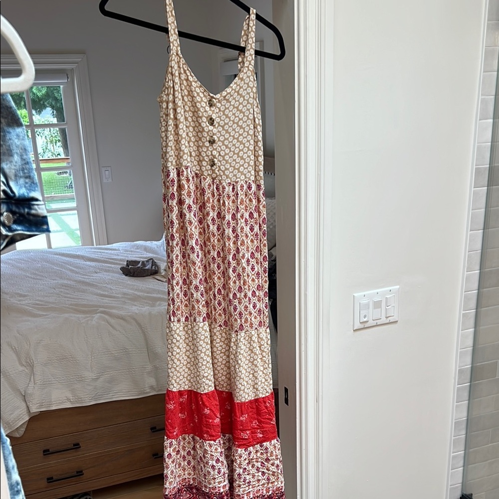 Xhilaration Red and Cream Maxi Dress